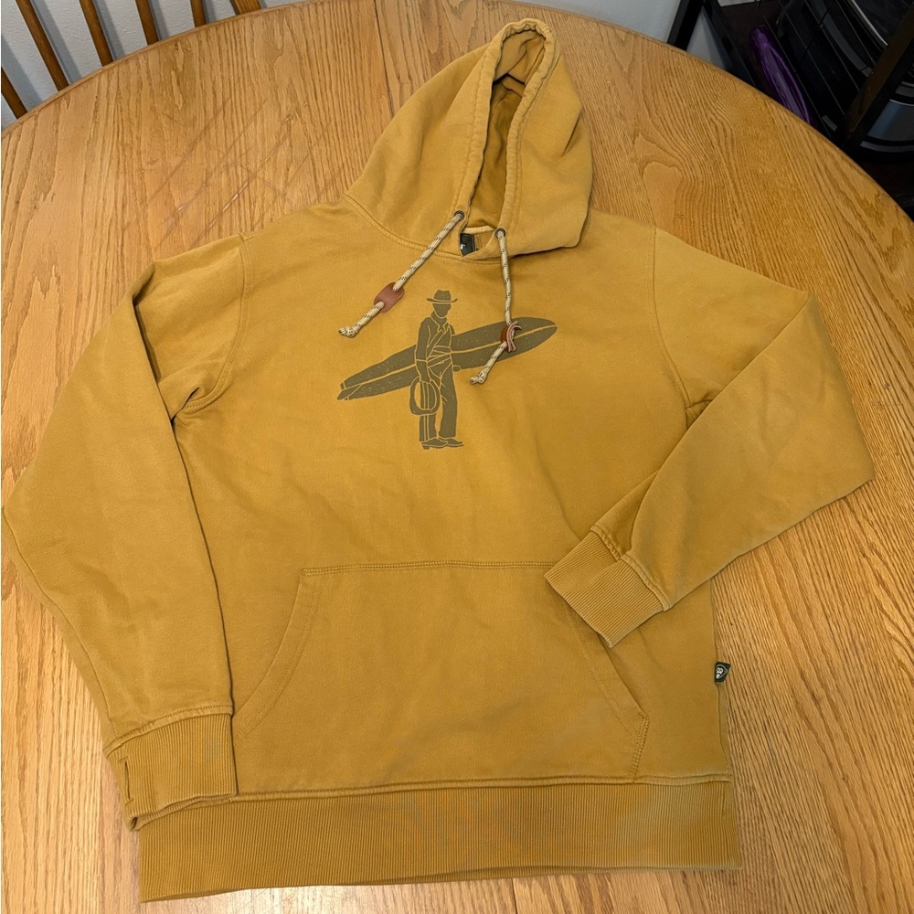 Men's Mustard Howler Brothers Hoodie with Cowboy Surfer Graphic Medium